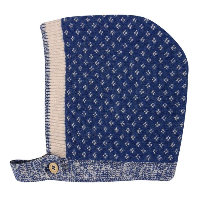 Recycled Wool and Organic Cotton Jacquard Bonnet Blue
