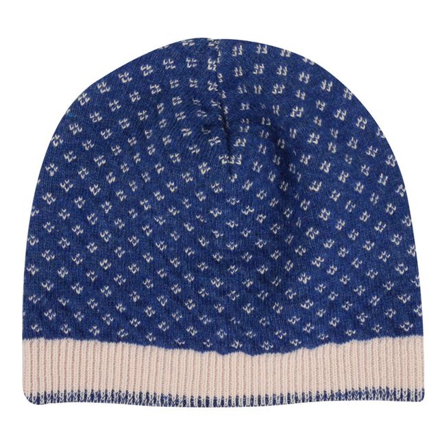 Recycled Wool and Organic Cotton Jacquard Beanie | Royal blue