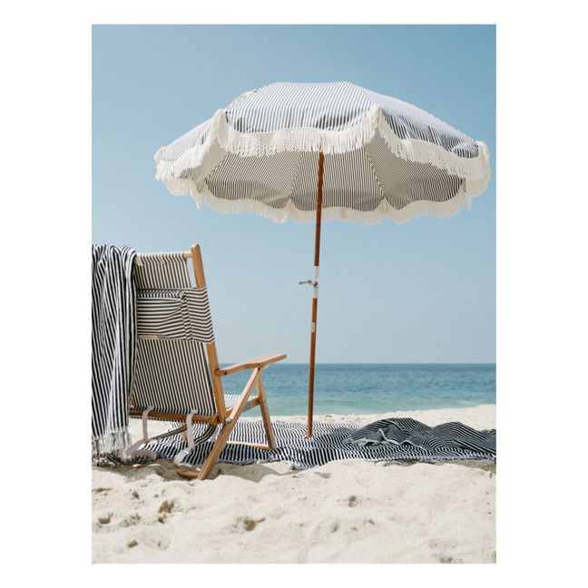 Premium Sonnenschirm mit Fransen | Navy