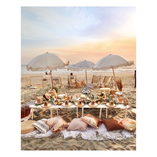 Premium Fringe Beach Umbrella | White