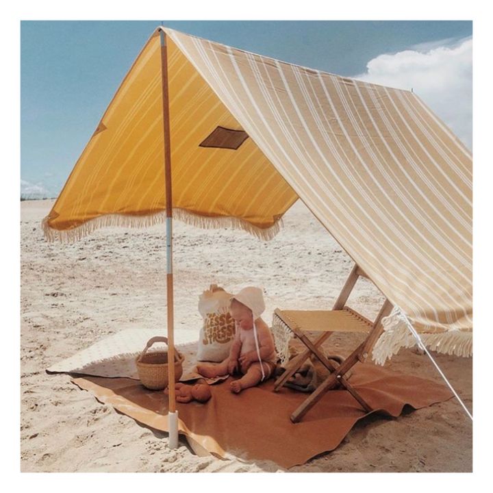 Tente de plage frangé Premium | Jaune- Image produit n°1