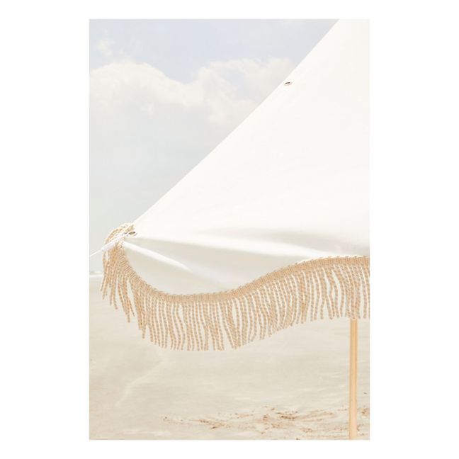 Tienda de playa con flecos Premium | Blanco
