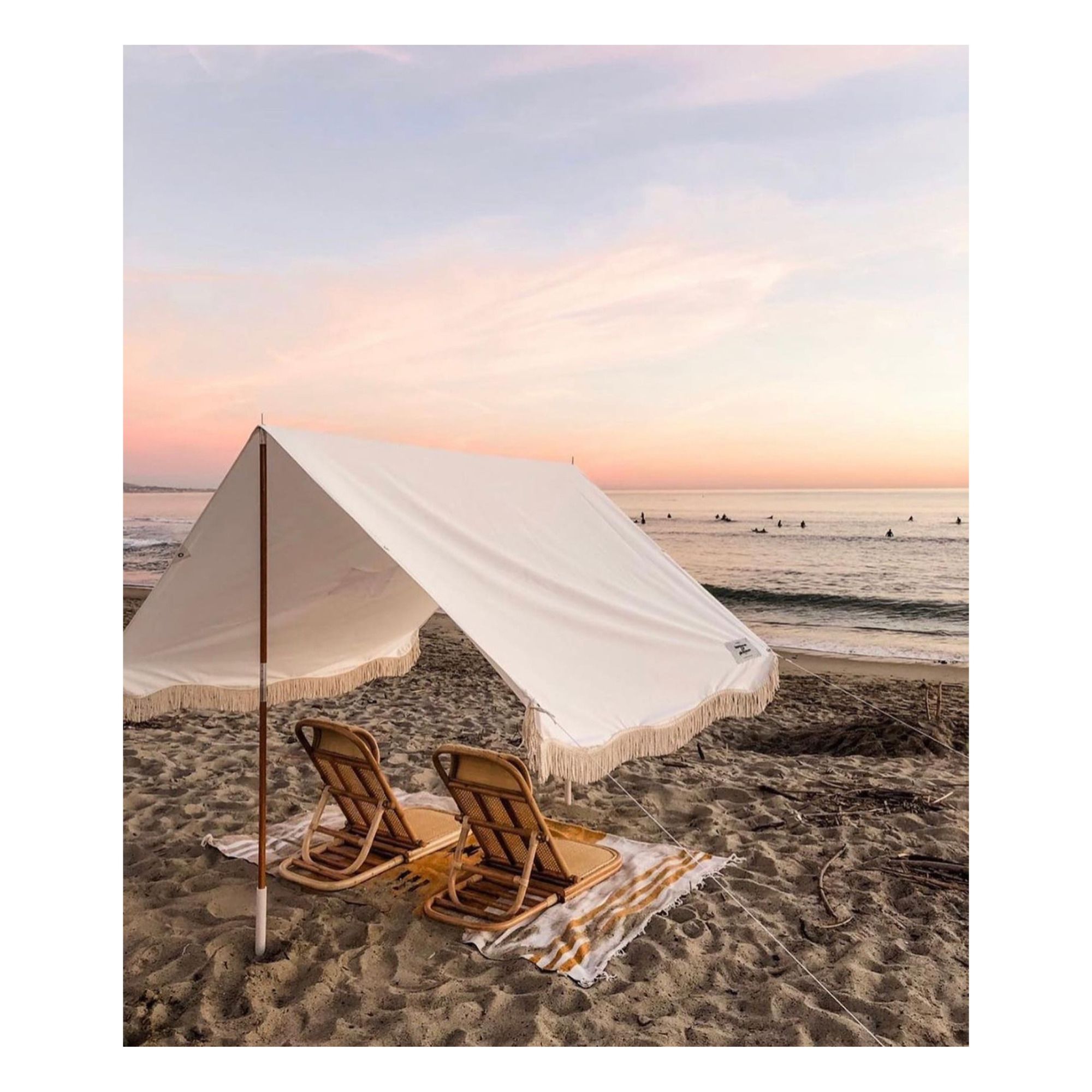 Premium Fringe Beach Tent White 