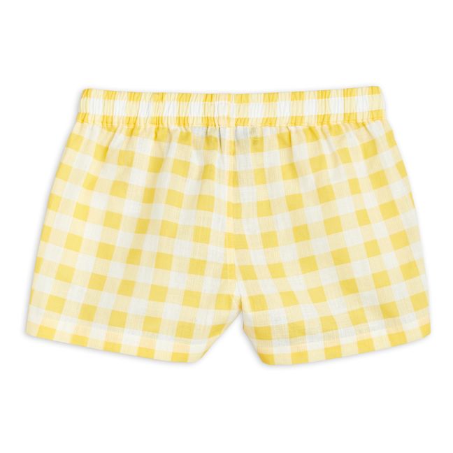 Organic Cotton Two-Tone Gingham Shorts Yellow
