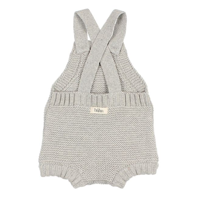 Knitted Organic Cotton Romper Gris Claro
