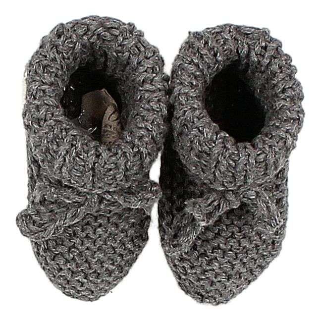 Organic Cotton Knitted Booties Gris Antracita