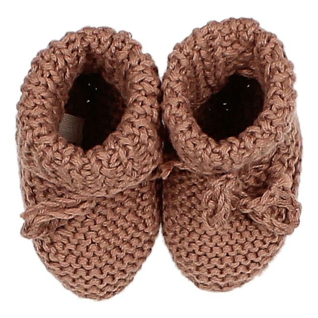 Organic Cotton Knitted Booties Caramello