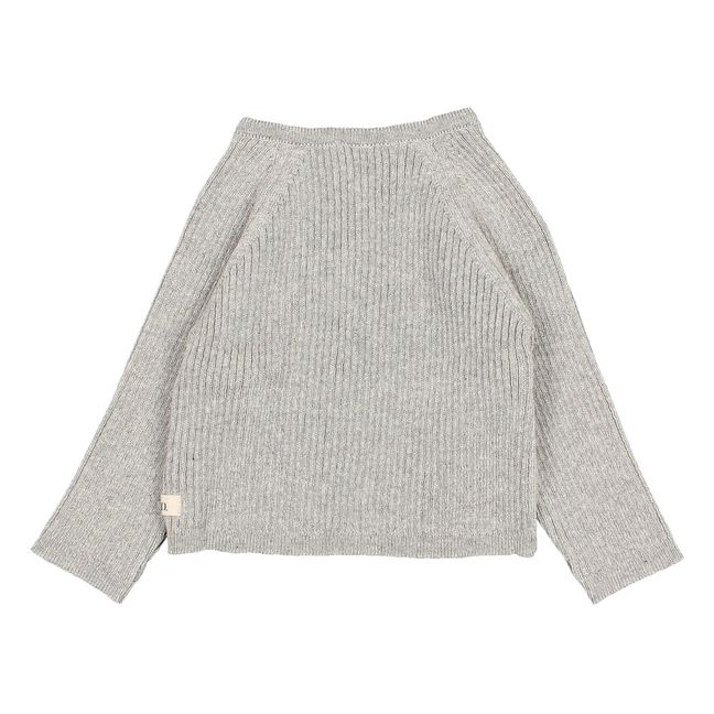 Organic Cotton Knitted Wrap Over Cardigan | Light grey