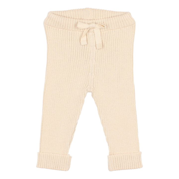 Búho Organic Cotton Knitted Leggings Ecru Smallable