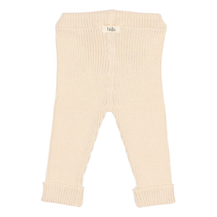 Búho Organic Cotton Knitted Leggings Ecru Smallable