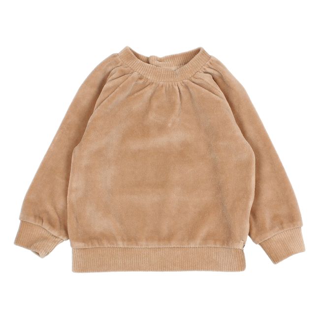 Sweatshirt Bio-Samt | Beige