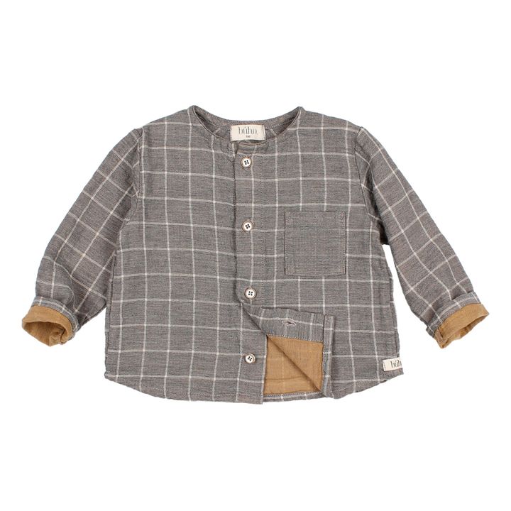 Checked Cotton Muslin Shirt | Grey- Product image n°0