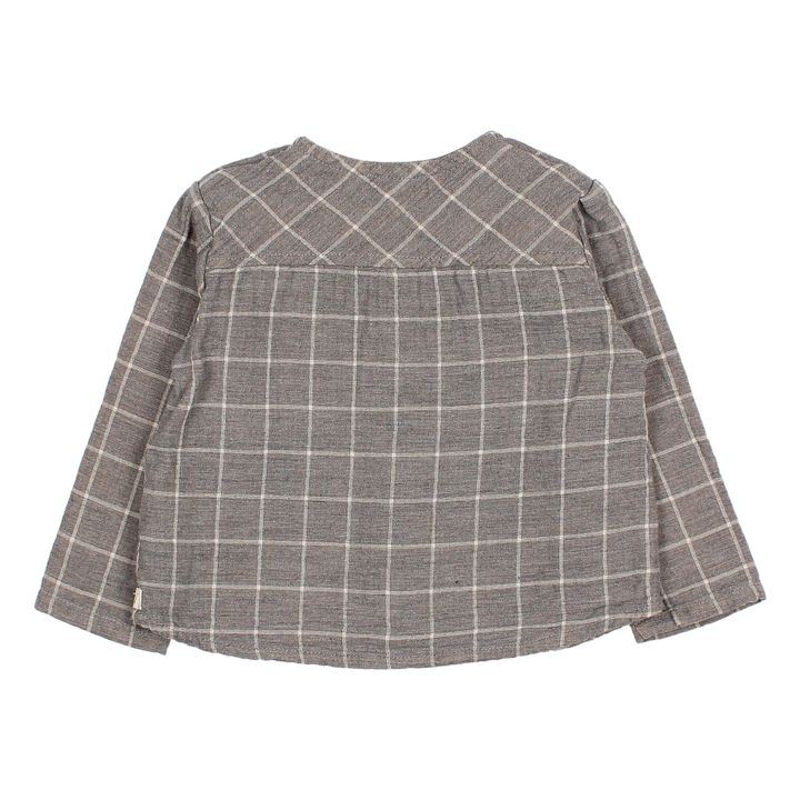 Checked Cotton Muslin Shirt | Grey- Product image n°1