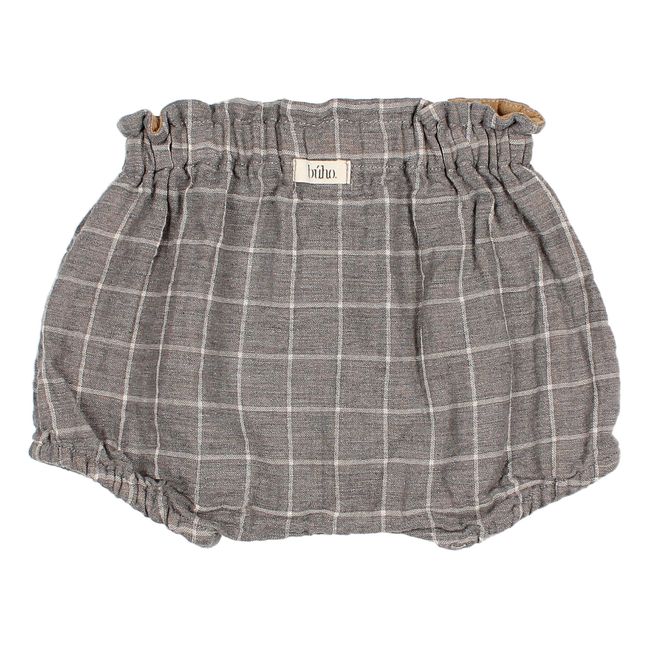 Organic Cotton Muslin Checked Bloomers Grey