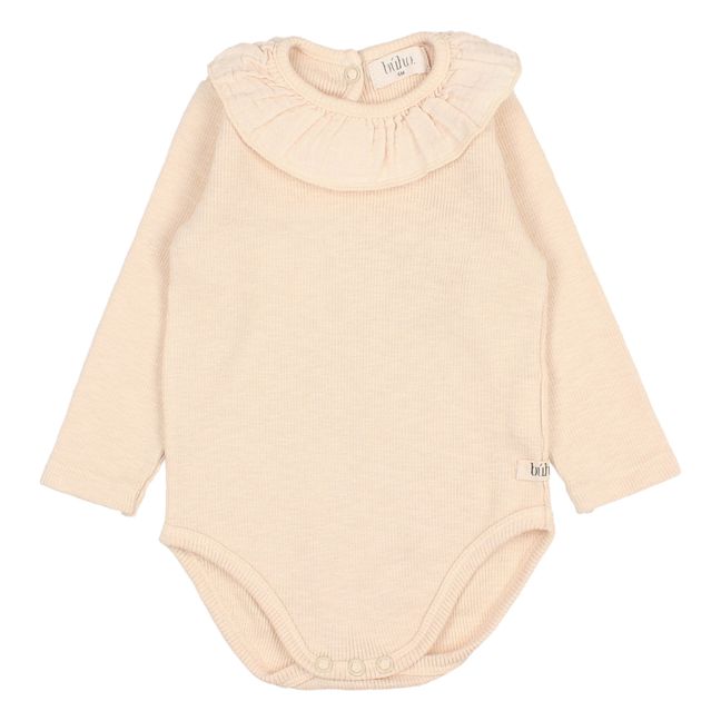 Organic Cotton Frill Collar Baby Bodysuit Ecru