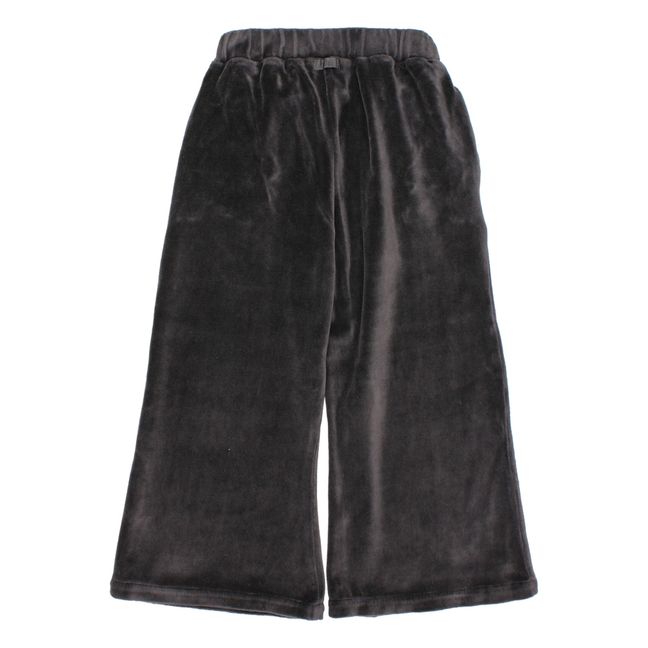 Organic Cotton Velour Trousers Charcoal grey