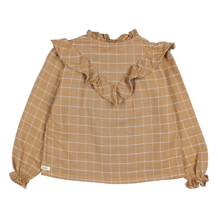 Cotton Muslin Checked Blouse | Ochre- Product image n°1