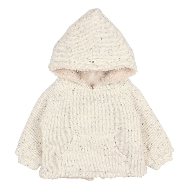 Waffle Sherpa-Lined Hoodie Crudo color natural