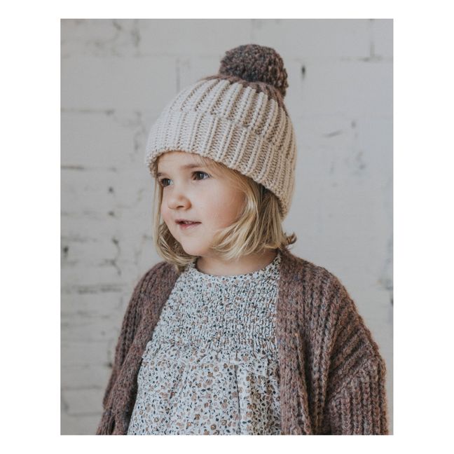 Gorro bicolor con pompón | Beige