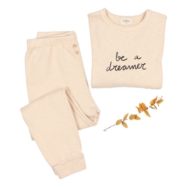Pijama Camiseta + Pantalón Algodón orgánico | Crudo