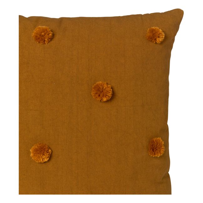 Polka Dot Tufted Cushion | Mustard
