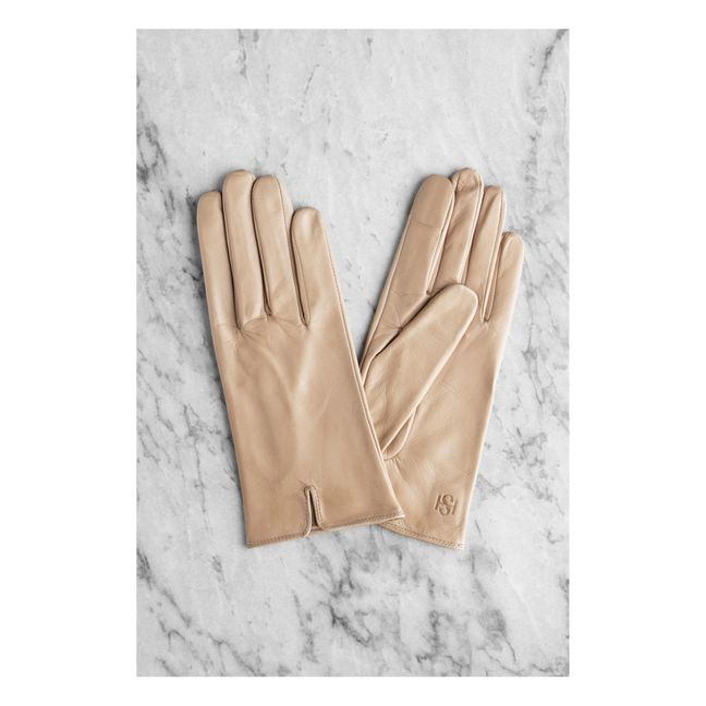 Essentials Leather Gloves | Beige
