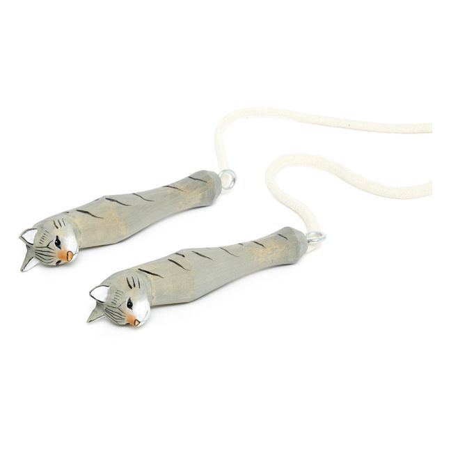 Wooden Cat Skipping Rope | Grey