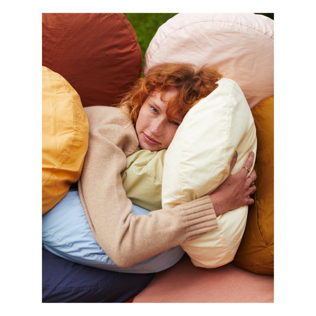 Organic Cotton Percale Round Cushion | Verde foresta