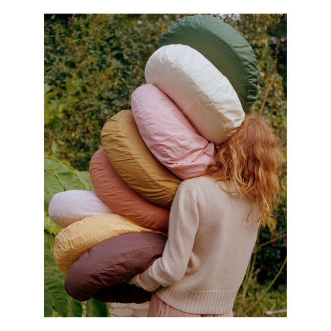 Organic Cotton Percale Round Cushion | Verde foresta