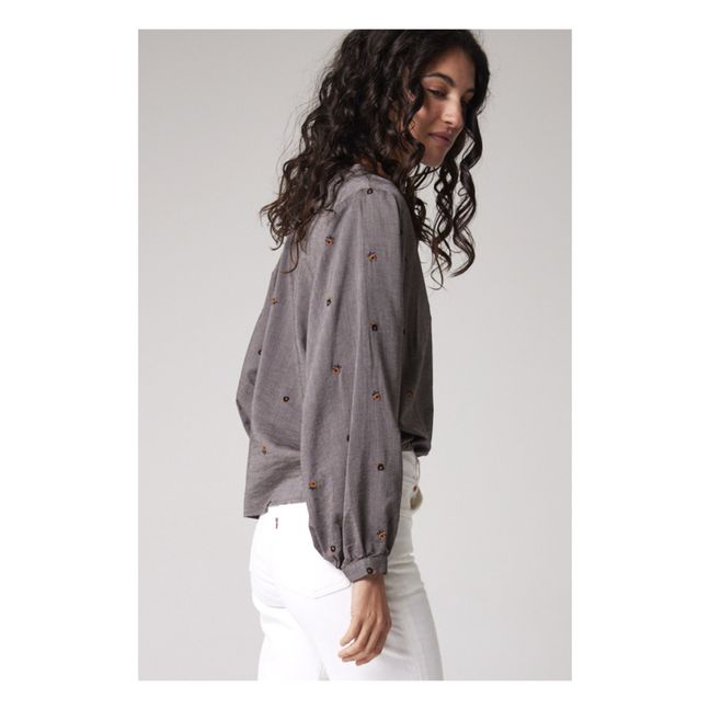 Claudia Lodge Embroidered Blouse | Grey