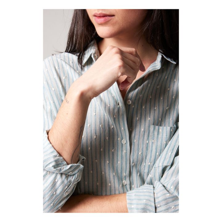 Manon Lagoon Striped Embroidered Shirt | Wassergrün- Produktbild Nr. 2