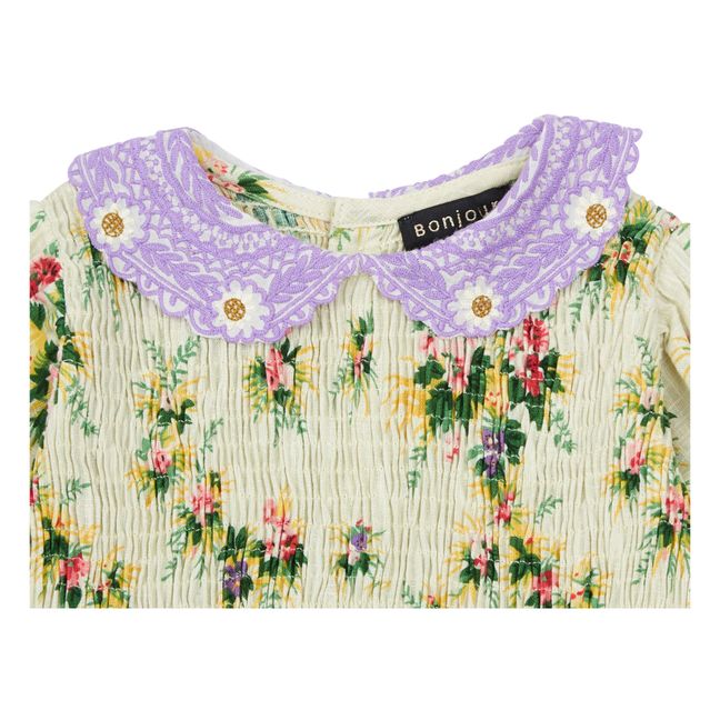 Floral Embroidered Collar Blouse Crudo