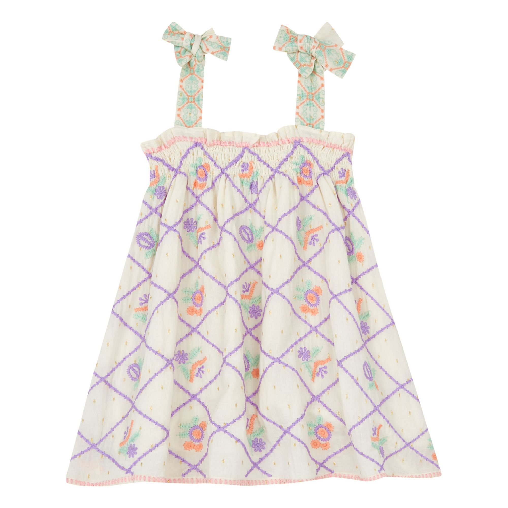 Embroidered Dress Ecru- Product image n°0