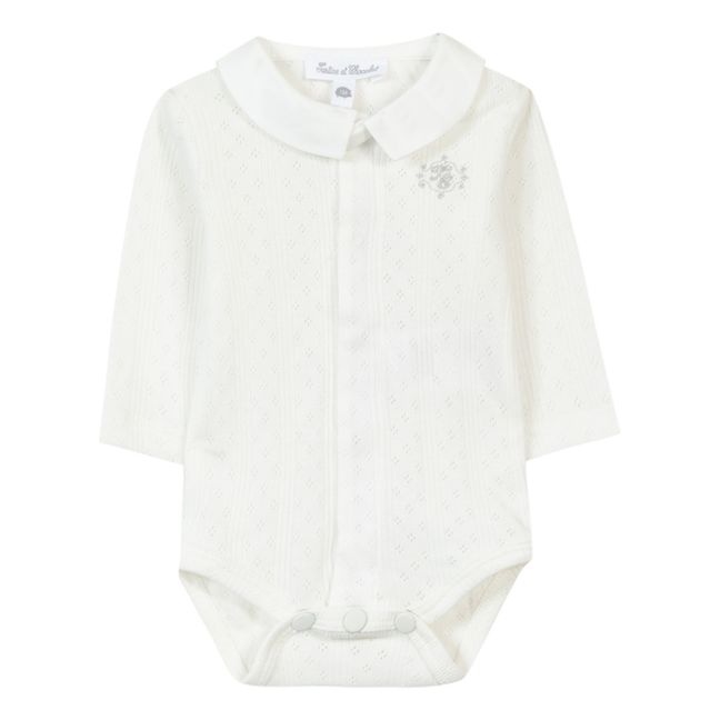 Organic Cotton Pointelle Baby Bodysuit Ecru