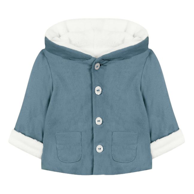 Fleece-Lined Corduroy Coat Blu