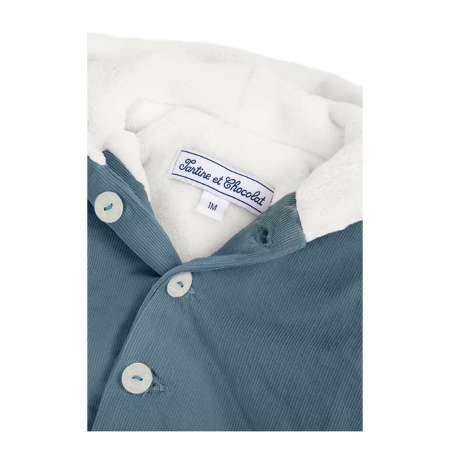 Fleece-Lined Corduroy Coat Azul Gris