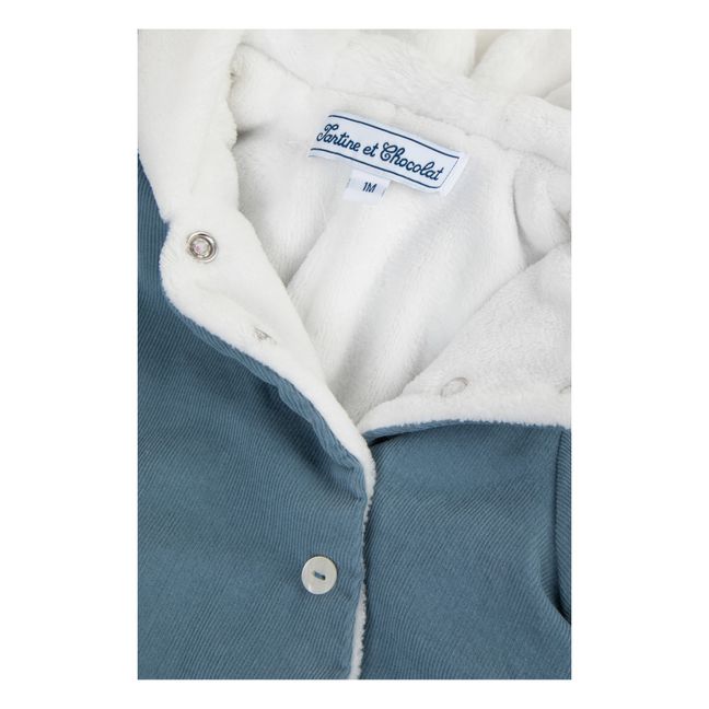 Fleece-Lined Corduroy Baby Snowsuit Azul Gris