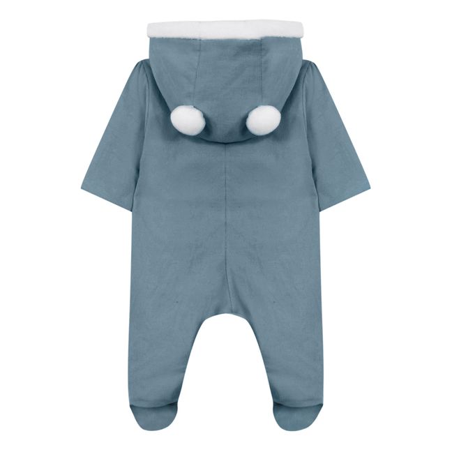 Fleece-Lined Corduroy Baby Snowsuit Graublau