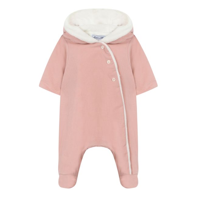 Fleece-Lined Corduroy Baby Snowsuit Rosa