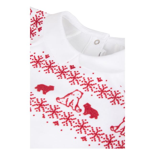 Velour Footed Pyjamas - Christmas Collection - Ecru