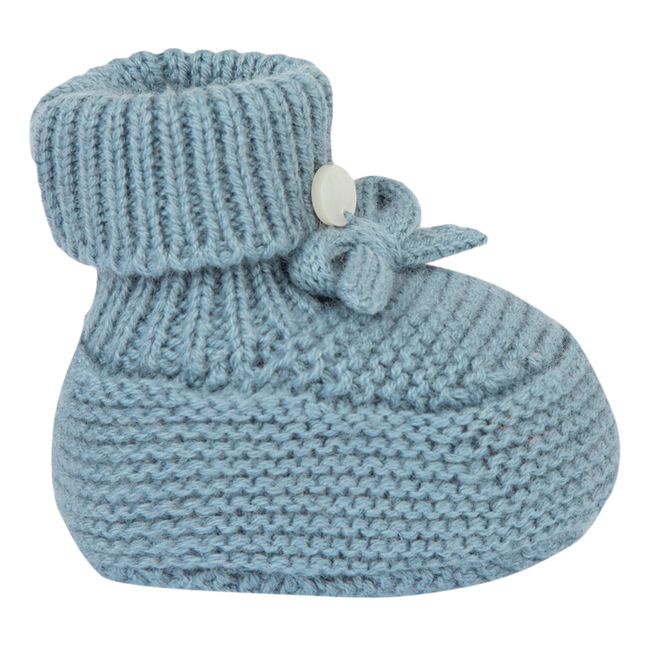 Cotton, Wool and Cashmere Booties Graublau