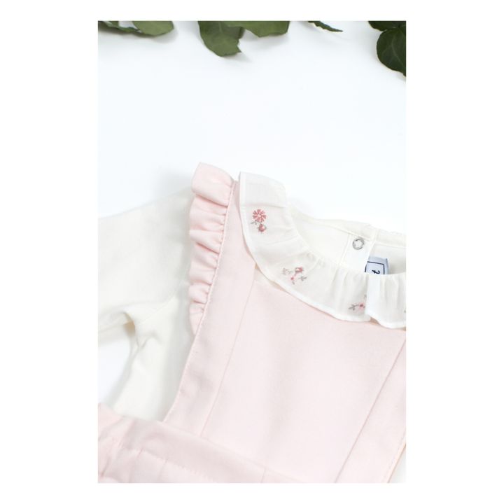 Flower Embroidered Collar Baby Bodysuit | Ecru- Product image n°1