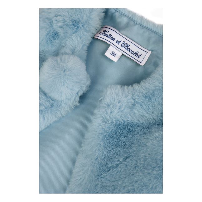 Faux Fur Vest | Grey blue