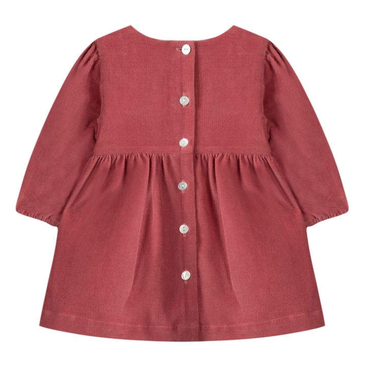 Embroidered Smocked Corduroy Dress | Rust- Product image n°2