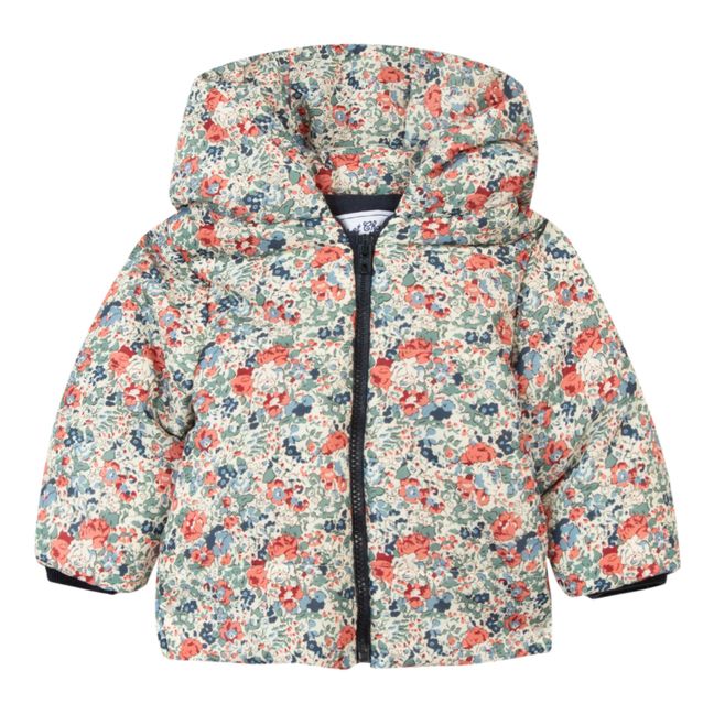 Floral Puffer Jacket Ecru
