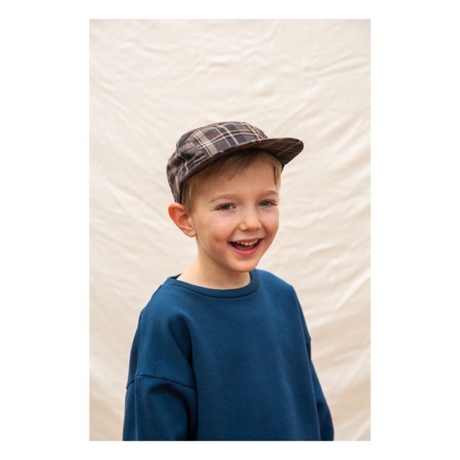 Cap Flanell Bio-Baumwolle kariert | Schokoladenbraun