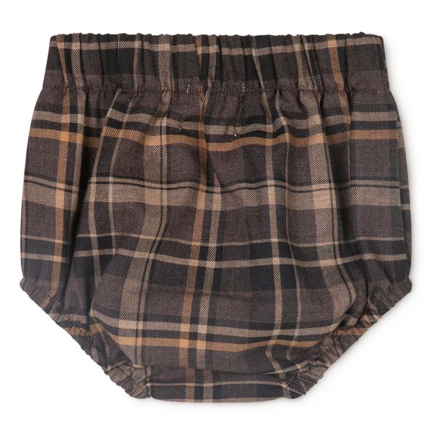 Rumi Checked Organic Cotton Flannel Bloomers | Chocolate