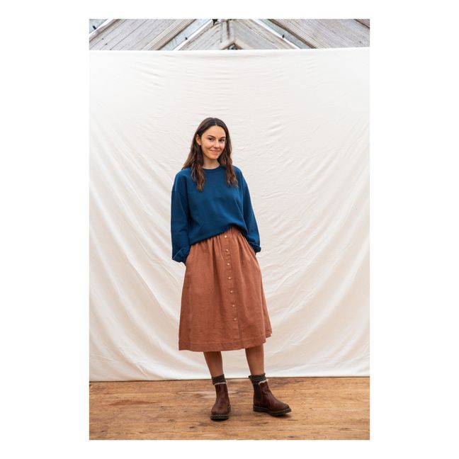 Elsa Linen Midi Skirt - Women’s Collection - Ruggine