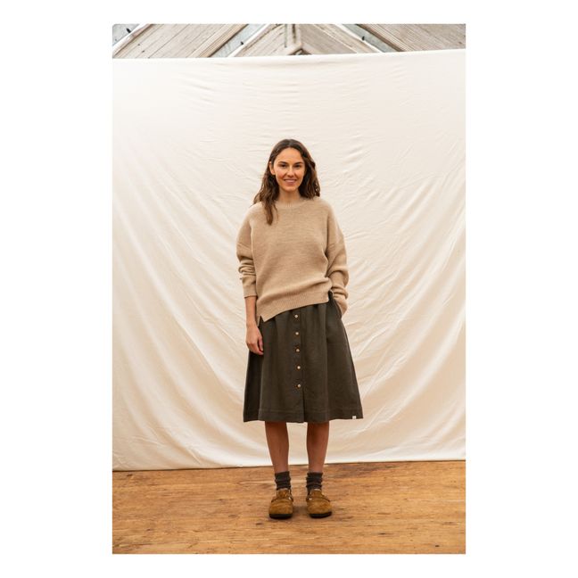 Elsa Linen Midi Skirt - Women’s Collection - Dunkelgrün