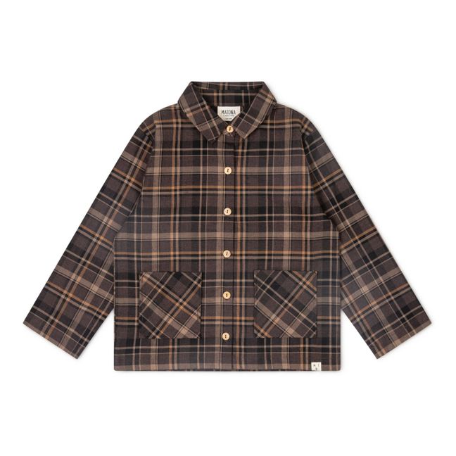Porter Checked Organic Cotton Flannel Overshirt | Chocolate